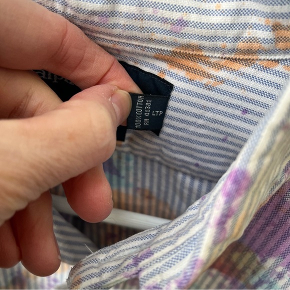 Ralph Lauren Men’s Classic Fit Pinstripe Paint Splattered Button Down Shirt Sz S - Picture 5 of 14